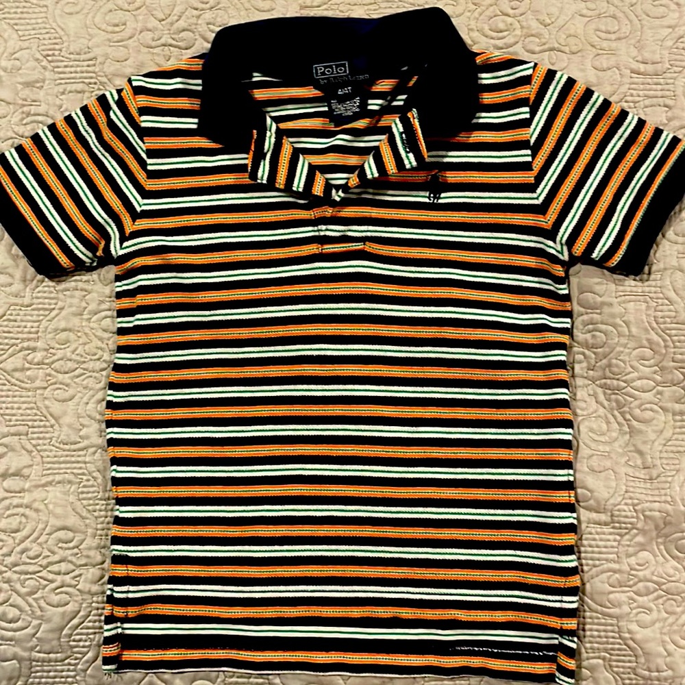 Kids Polo Navy striped shirt, Size 4T, GUC